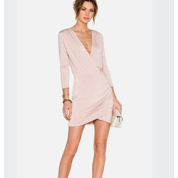 LOVERS + FRIENDS | Dress Happy Drape Blush Pink Faux Wrap | Size Small - Picture 1 of 5